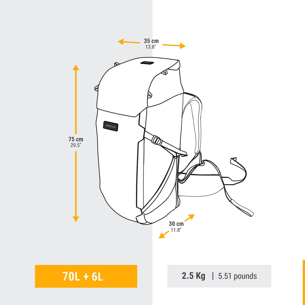 Forclaz Men's Travel 900 70+6L Backpacking Pack