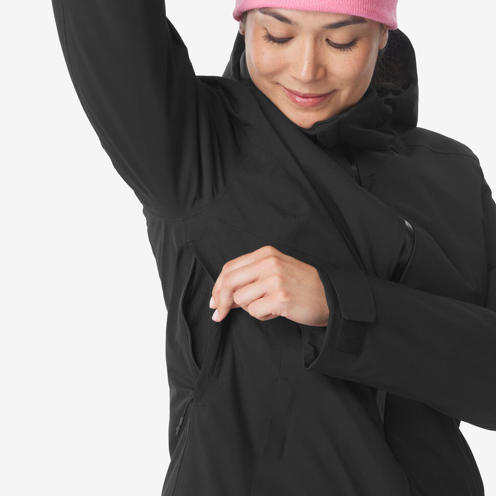 Women's waterproof ski and snowboard jacket 500 - Black