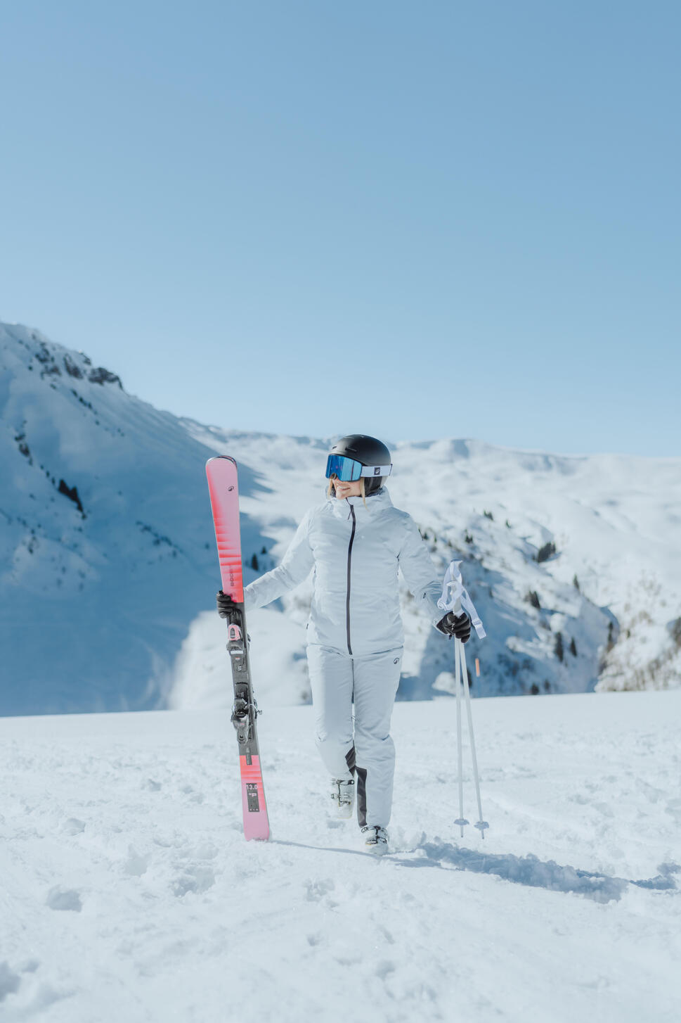 Women's waterproof ski and snowboard jacket 500 - Ice blue