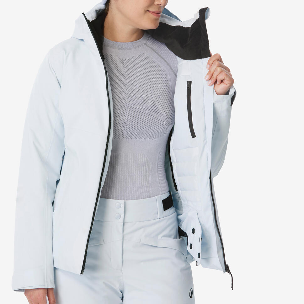 Women's waterproof ski and snowboard jacket 500 - Ice blue