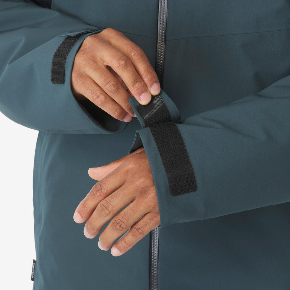 Men's waterproof ski and snowboard jacket, 500 Dark Green